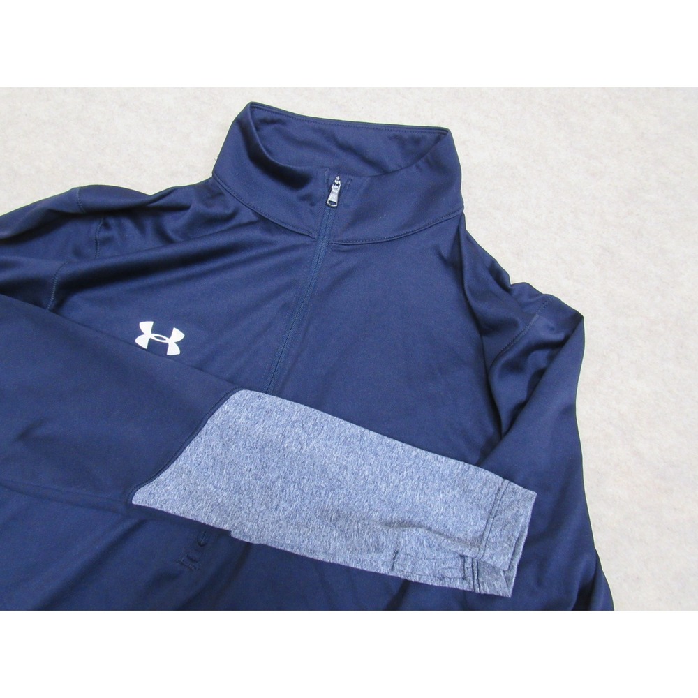 Under Armour Mens HeatGear 1/4 Zip Pullover Navy Blue Gray 1309958 Large